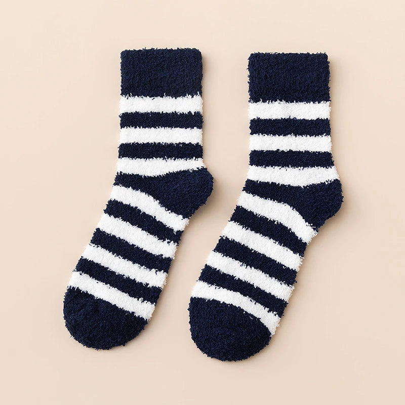 Cozy Striped Winter Plush Socks for Men & Women | Warm Comfort