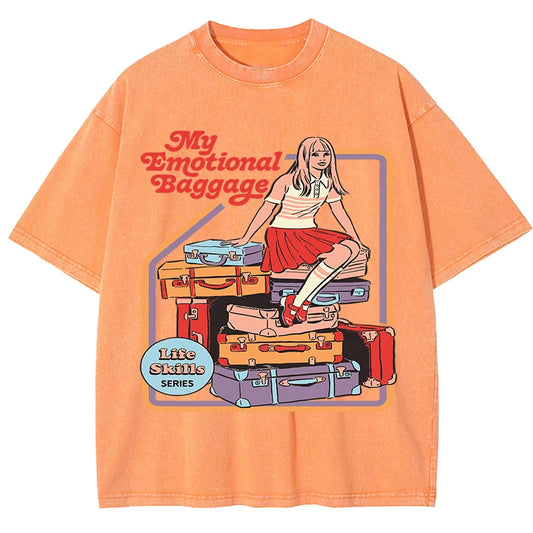 Unisex Emotional Baggage Printed Summer Crewneck T-Shirt