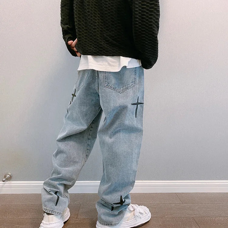 Men's Casual Wide Leg Jeans | Trendy Streetwear Denim Pants