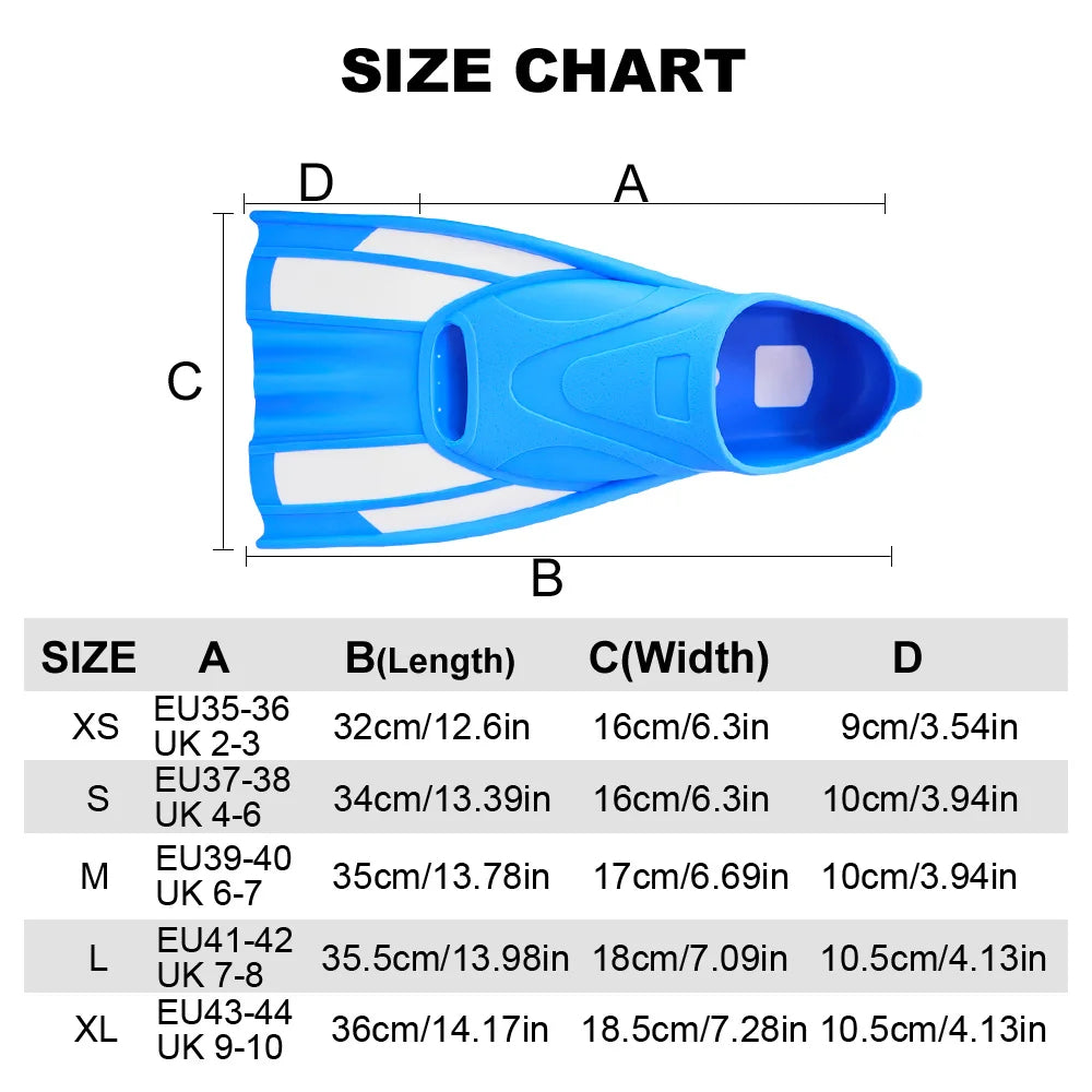 Adult Silicone Short Swim Flippers for Snorkeling & Diving