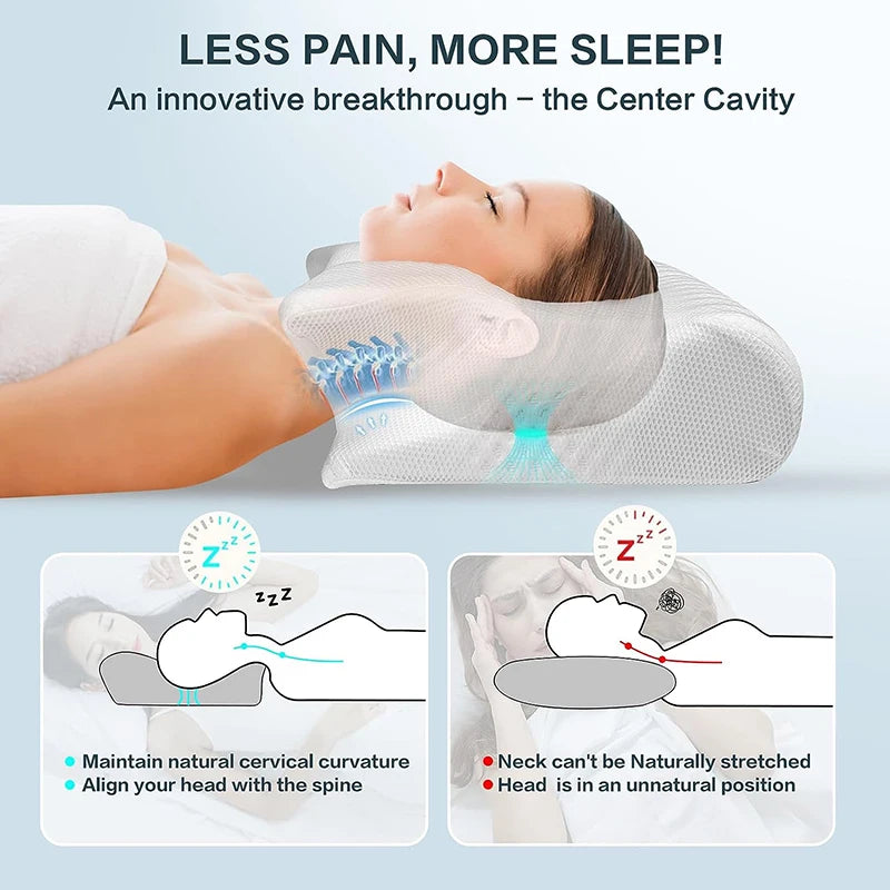 Ergonomic Memory Foam Cervical Pillow | Neck Pain Relief & Comfort
