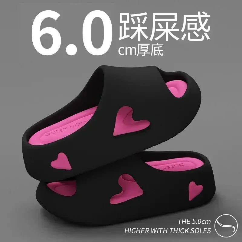 Women's Heart Platform Cloud Slippers | Soft Indoor & Outdoor Sandals