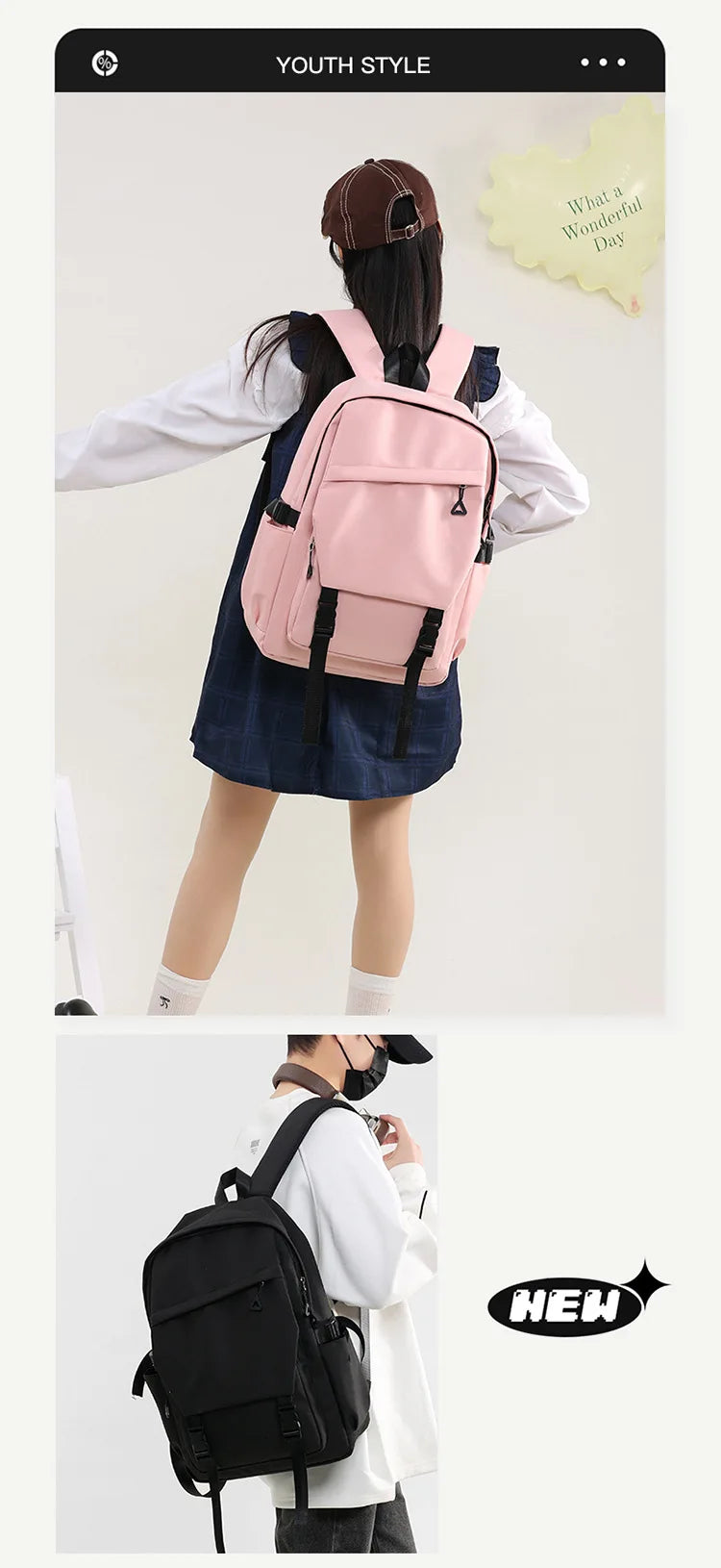 Versatile 3pcs Campus Backpack Set for Students and Travelers