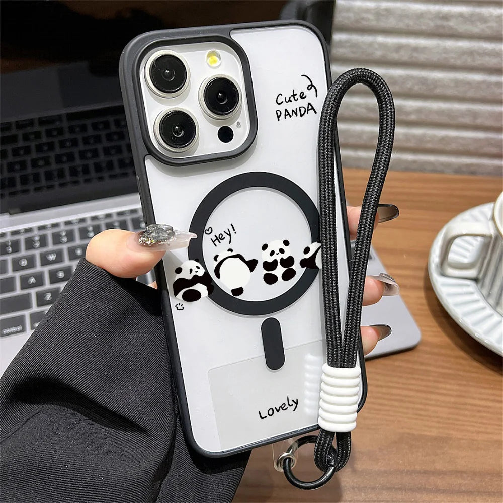 Funda de teléfono de lujo pintada de panda | Cubierta protectora a prueba de golpes