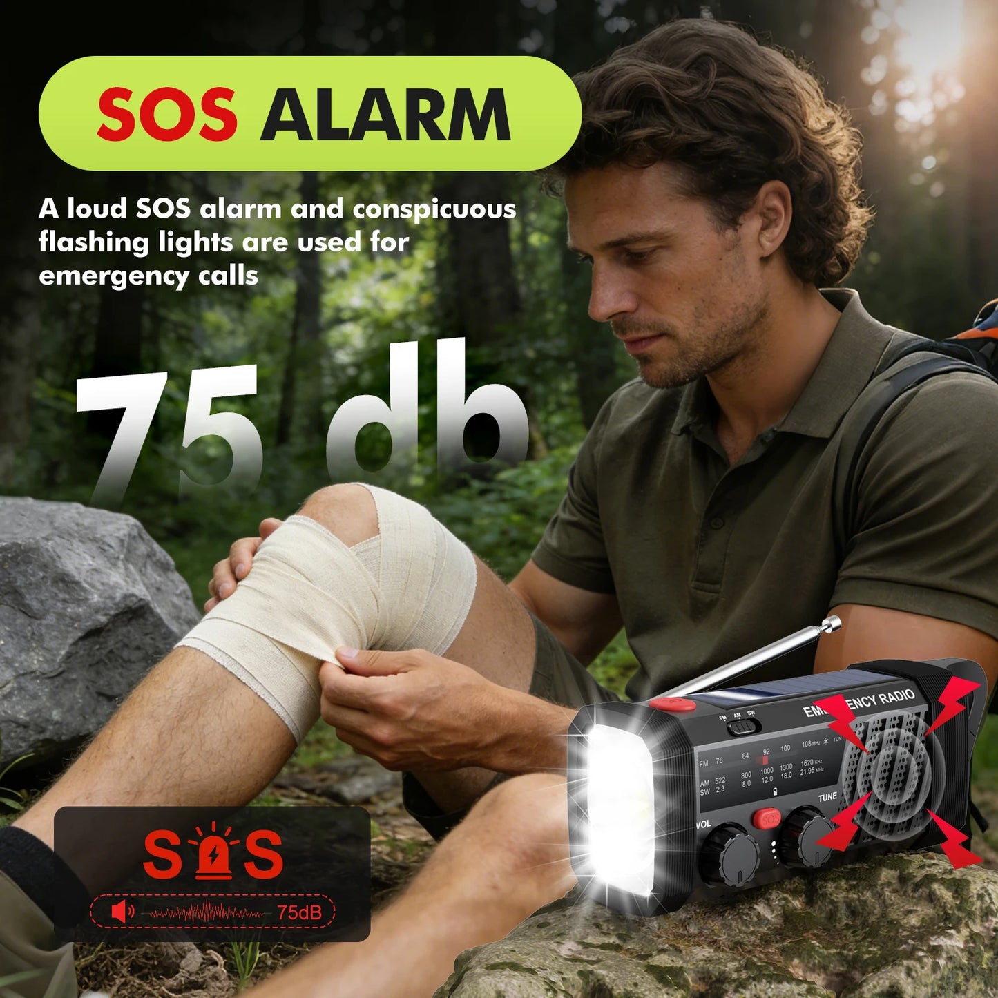 Emergency Radio with SOS Alarm & Flashlight for Survival