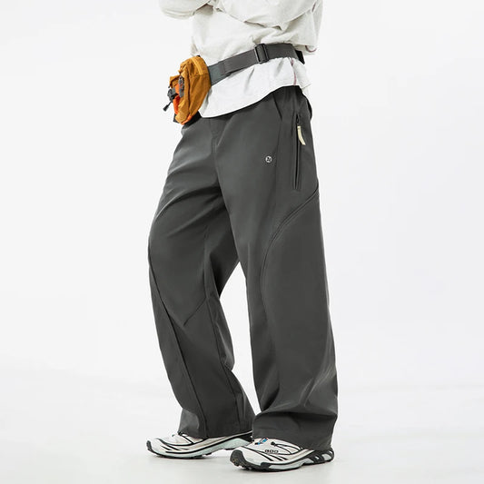 Pantalones de Hombre con Bolsillos con Cremallera y Cintura Elástica para Otoño | Pantalón Elegante