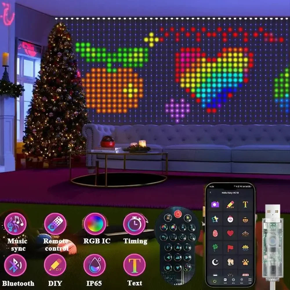 RGB LED Curtain String Lights | Waterproof Smart Fairy Lights