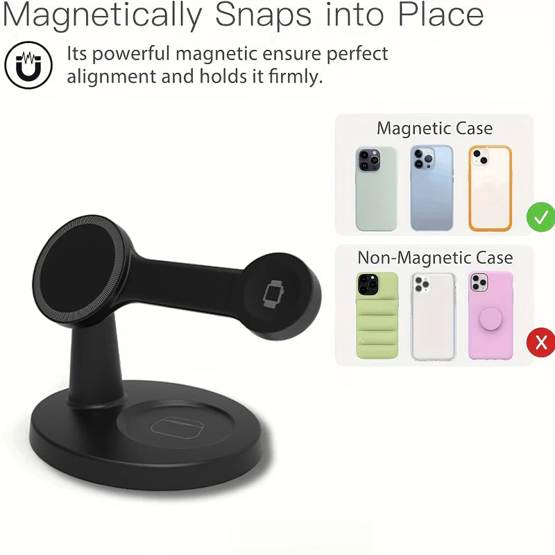 3-in-1 Magnetic Wireless Charging Stand | Fast Charging Station