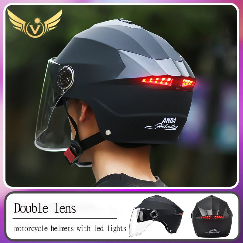LED Motorcycle Helmet for Moped & Electric Scooter | Unisex Safety Gear
