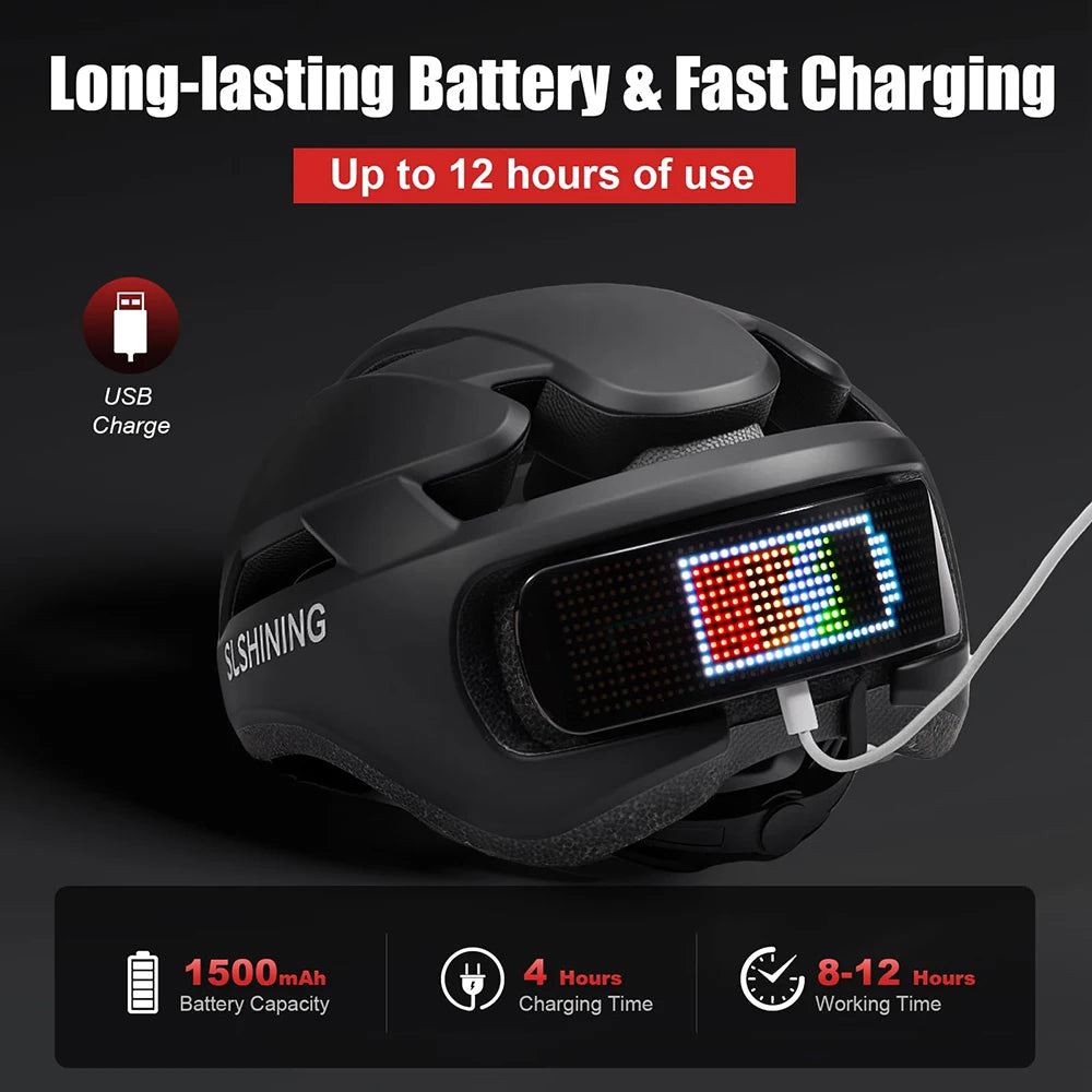 Adjustable Cycling Helmet with LED Display for All Riders
