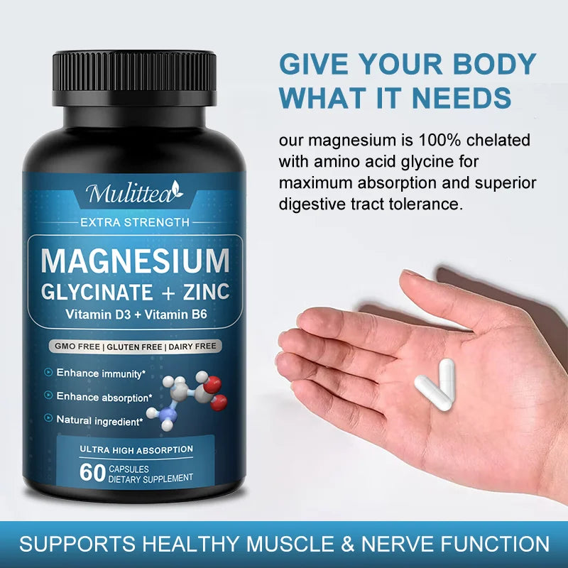 Vegan Magnesium Glycinate Capsules with Zinc & Vitamin D3