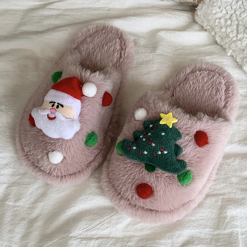 Christmas Kids Plush Slippers | Warm Cotton Indoor Shoes