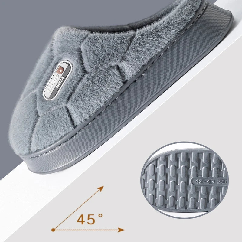 Winter Indoor Couple Slippers | Warm Cotton Plush Home Slides