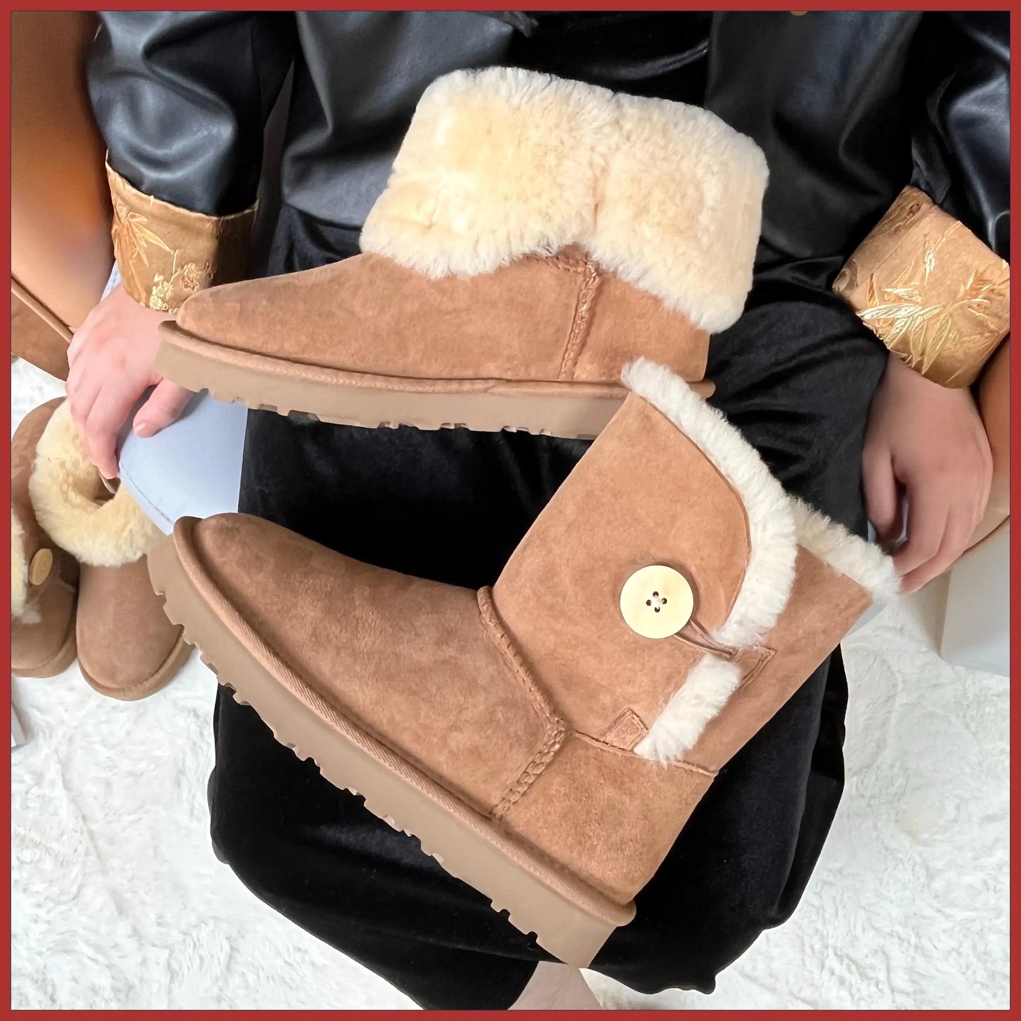 Women's Sheepskin Wool Snow Boots | Warm Fleece Lined Winter Boots