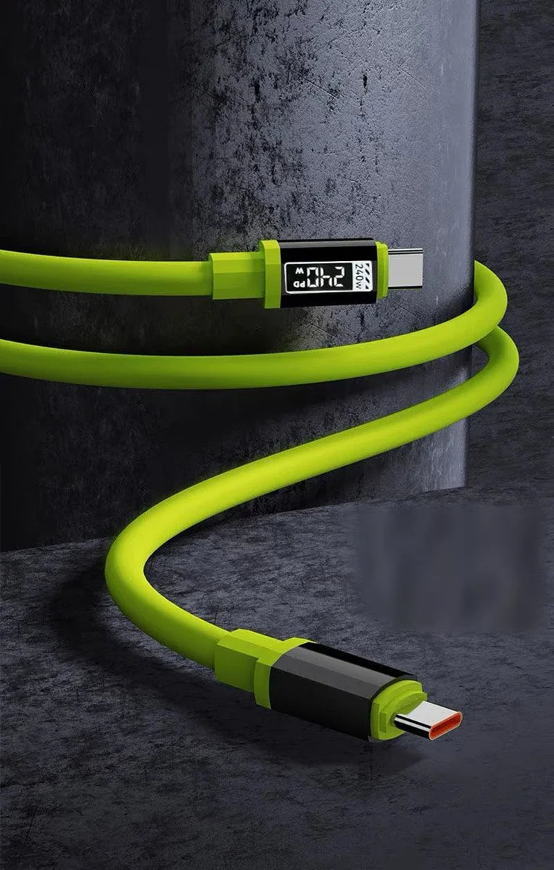 240W Super Fast Charging Type C to Type C Silicone Cable