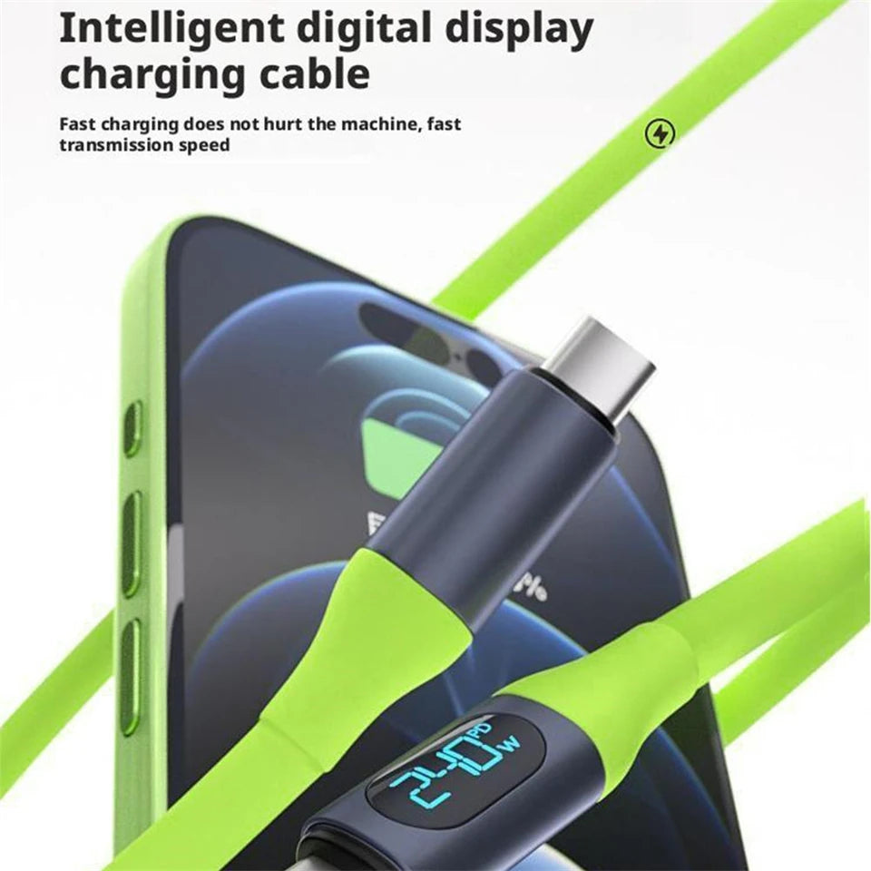 100W USB Type C Cable | Fast Charging Data Cord with LED Display