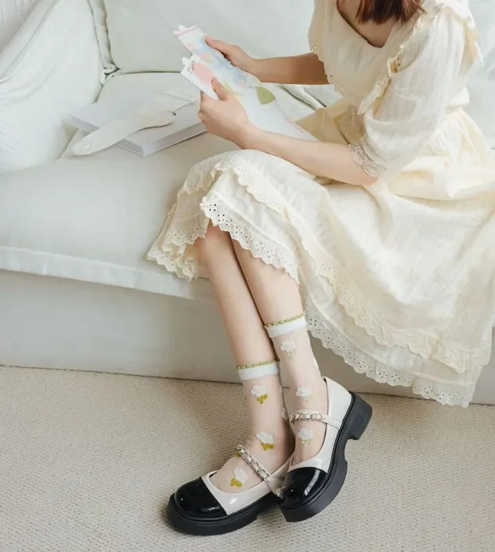 Women's Crystal Silk Socks | Ultra-Thin Breathable Lace Socks