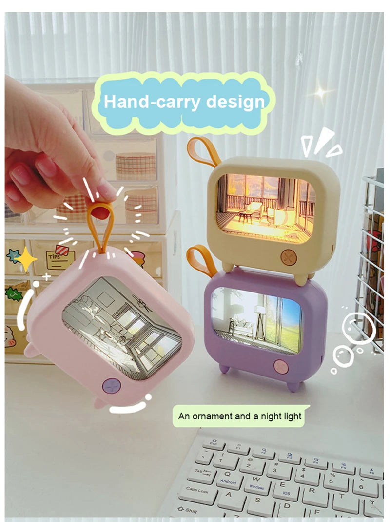 Cute TV Painting Night Light | Rechargeable LED Table Lamp for Kids