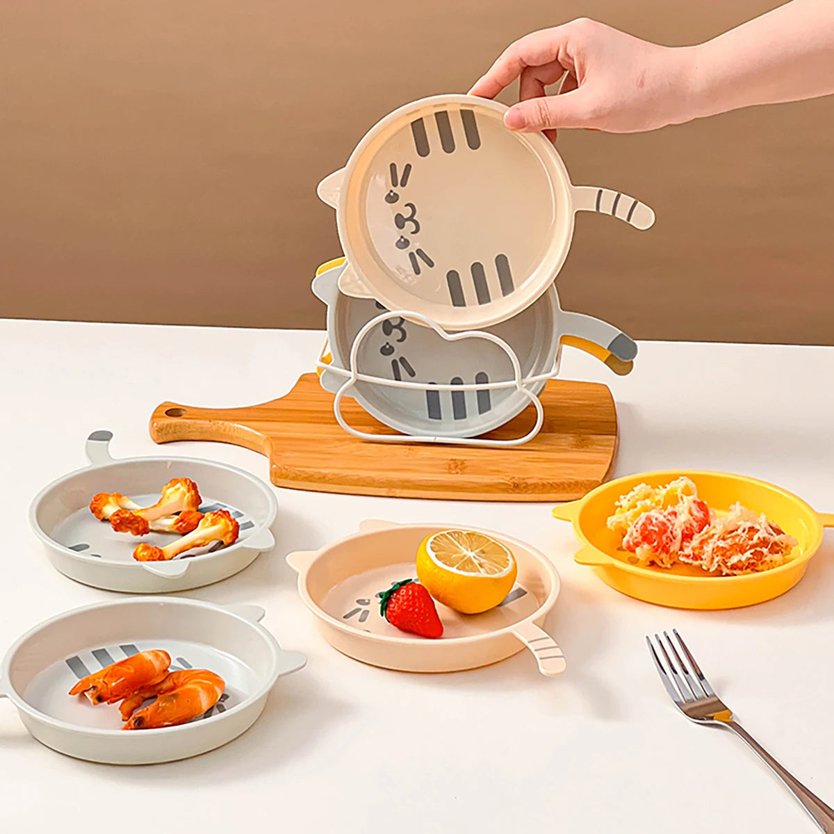 Cute Cat Pattern Dessert Plate | Reusable Kitchen Tableware