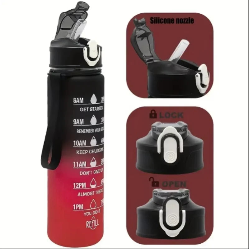 Leak-Proof Sports Water Bottle with Time-Tracking Straw | Outdoor Hydration