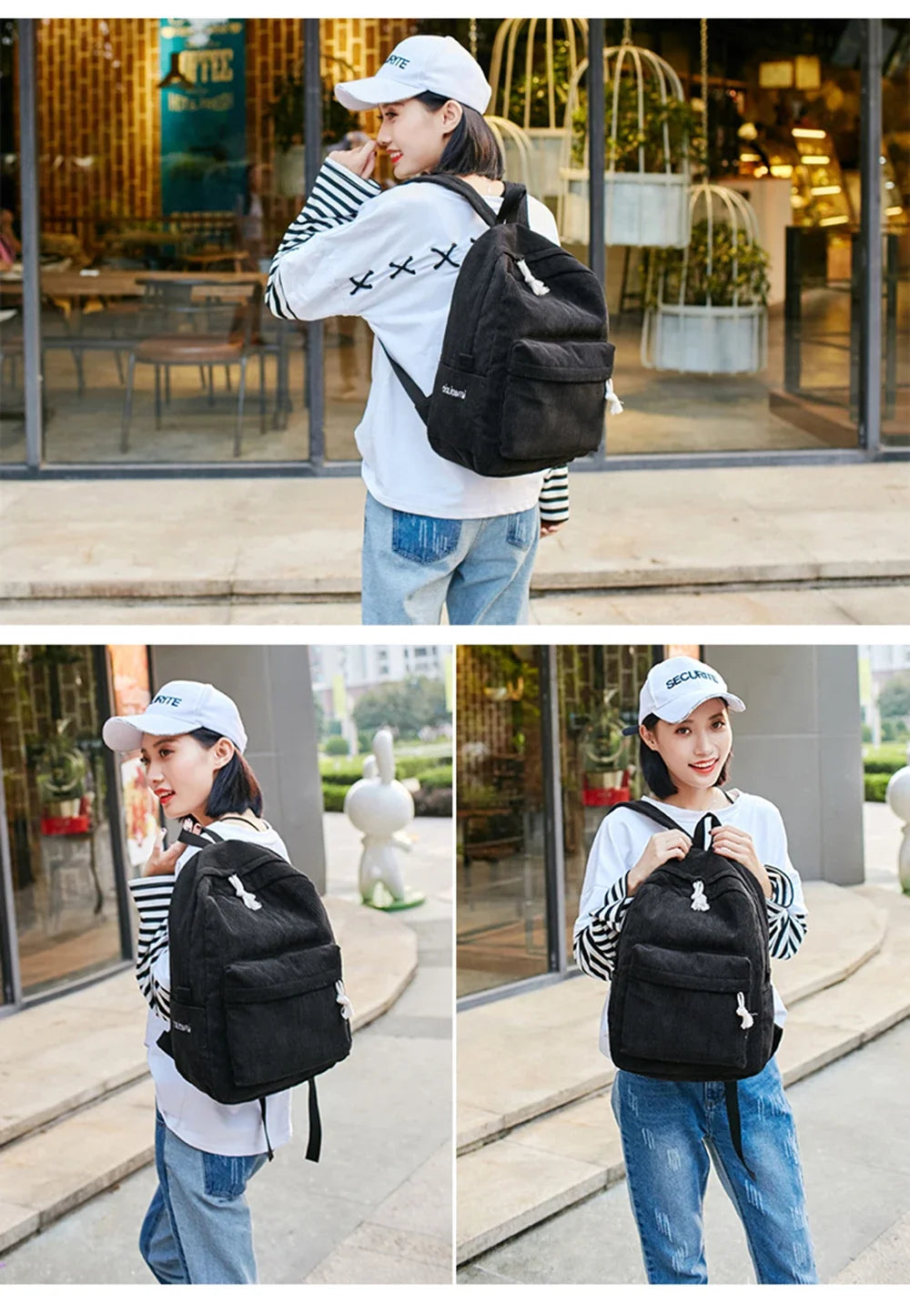 Personalized Corduroy Student Backpack | Anti-Theft School Bag for Teens