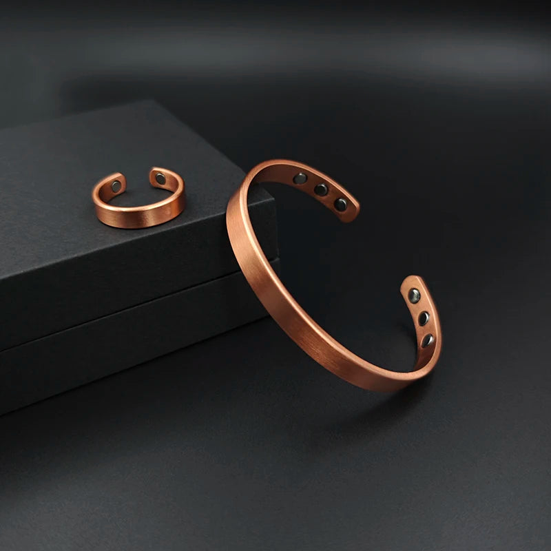 Pure Copper Magnetic Bracelets & Rings for Health & Style