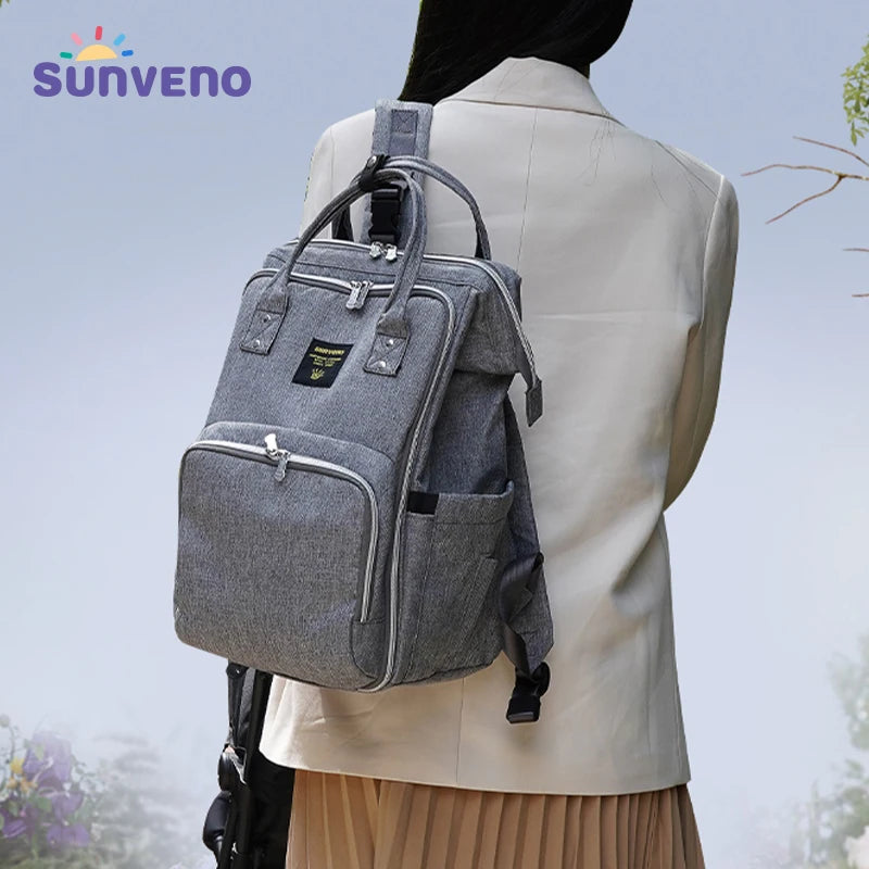 Mochila pañalera multifuncional elegante | Bolso de gran capacidad para bebé