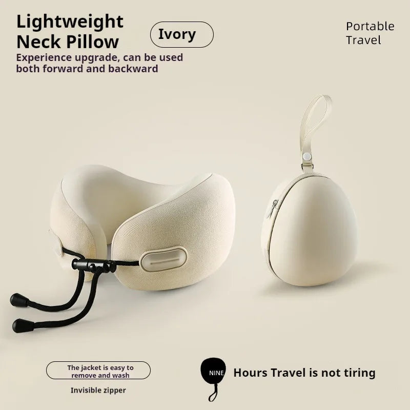 U-Shaped Memory Foam Neck Pillow Travel & Office Pillow Soft Support Cushion with Portable Storage Box