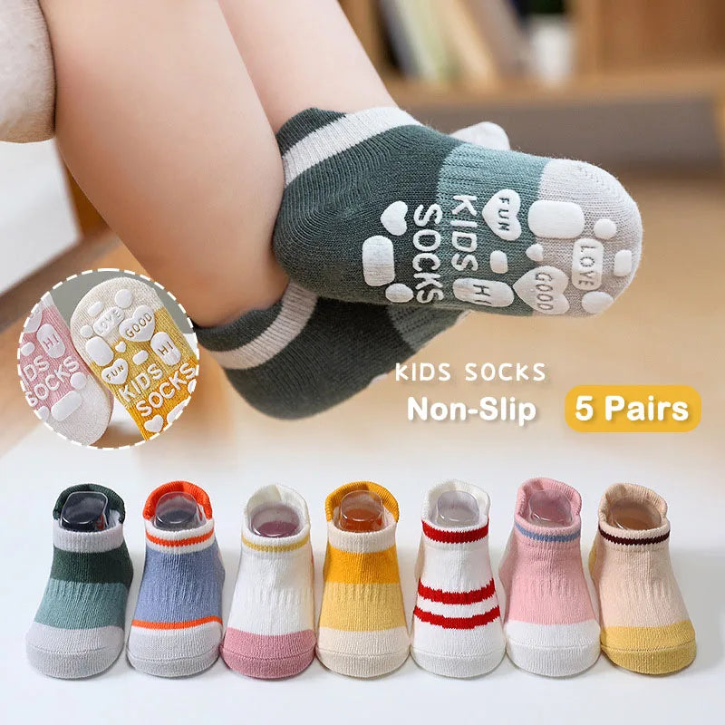 5 Pairs Kids Casual Cute Non-slip Socks | Breathable Comfort
