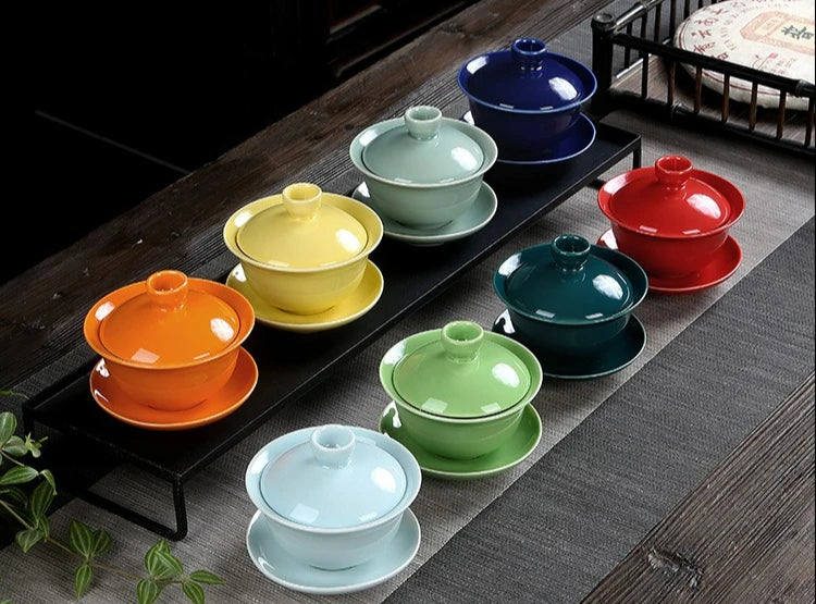 Handmade Ceramic Porcelain Gaiwan Teaware Set | Perfect for Kung Fu Tea