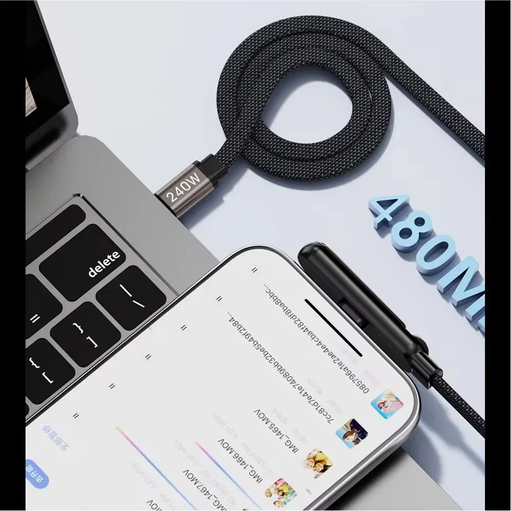 240W Fast Charging Type-C Cable with Phone Stand | Durable & Versatile