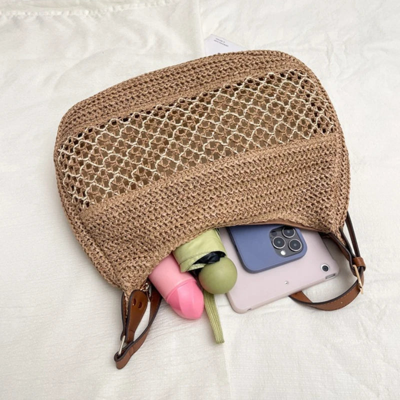 Bolso de Hombro Bohemio Tejido | Bolso de Playa de Gran Capacidad