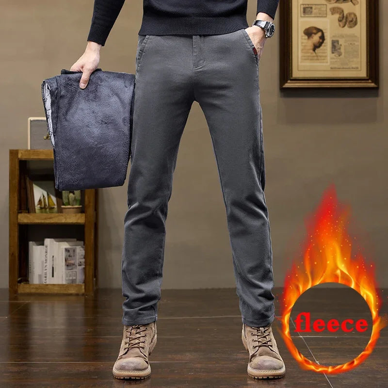 Warm Fleece Lined Jeans for Men | Slim Fit Thermal Denim Pants