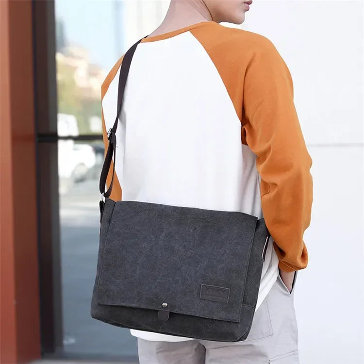 Bolso bandolera de lona de alta calidad para hombre | Elegante bolso satchel