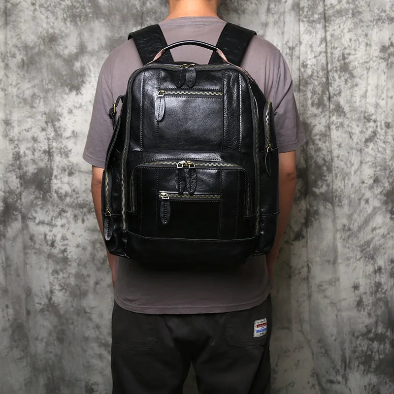 Stylish Retro Genuine Leather Men's Backpack | Travel Companion