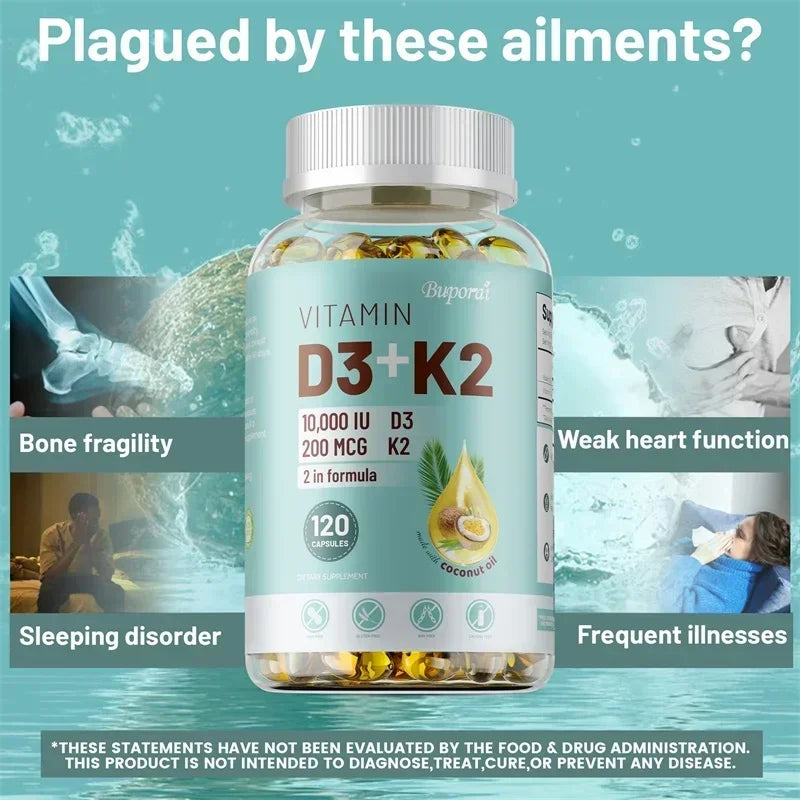 Vitamin D3 & K2 Immune Support Supplement | Bone, Joint & Skin Health