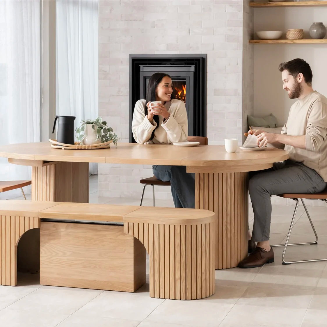 Extendable Solid Wood Dining Table | Elegant Oval Design