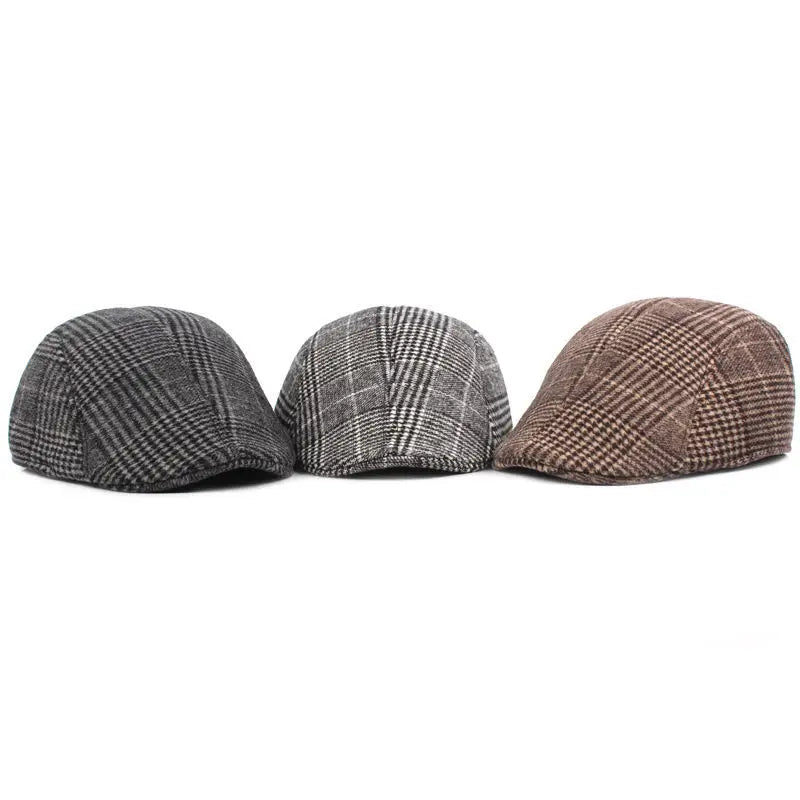 Men's Plaid Newsboy Beret Hat | Retro Octagonal Cap for All Seasons