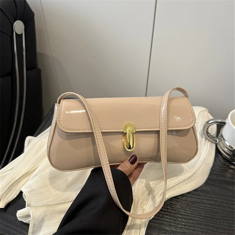 Stylish Shiny PU Leather Handbag | Versatile Women's Tote Bag