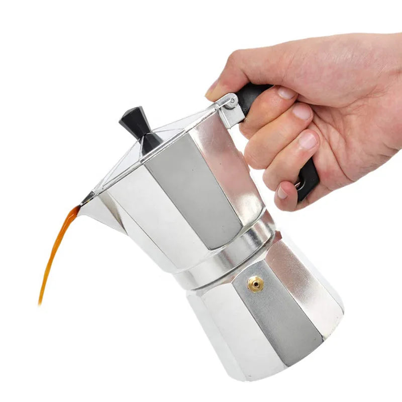 Italian Outdoor Aluminum Mocha Coffee Pot | Portable & Stylish
