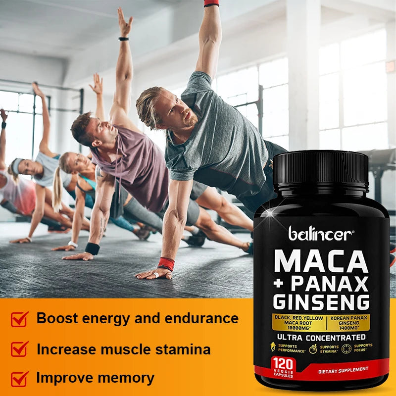 Maca & Ginseng Capsules for Energy & Muscle Support