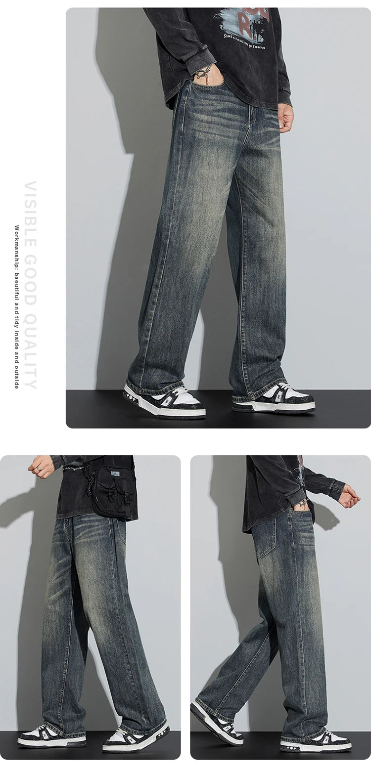Baggy Men's Wide Leg Jeans | Retro Loose Fit Streetwear Style