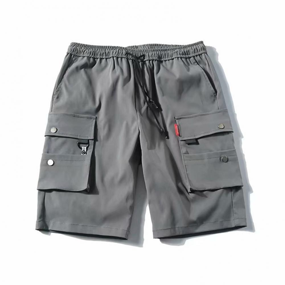 Men's Summer Cargo Shorts with Elastic Waist and Pockets