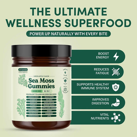 16-in-1 Sea Moss Gummies with Ashwagandha & Turmeric Blend