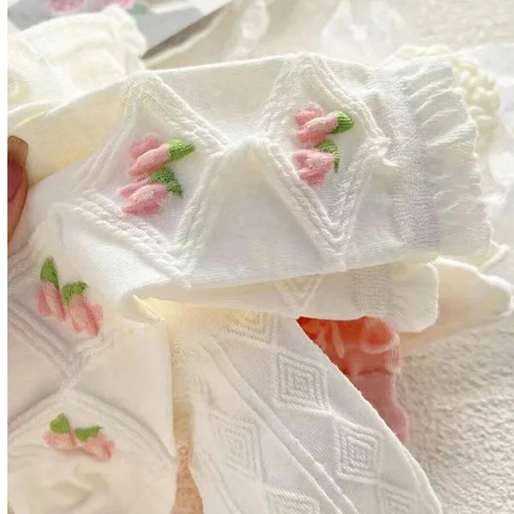 Cute Lace Mid Leg Socks | Ruffled Harajuku Style for Girls