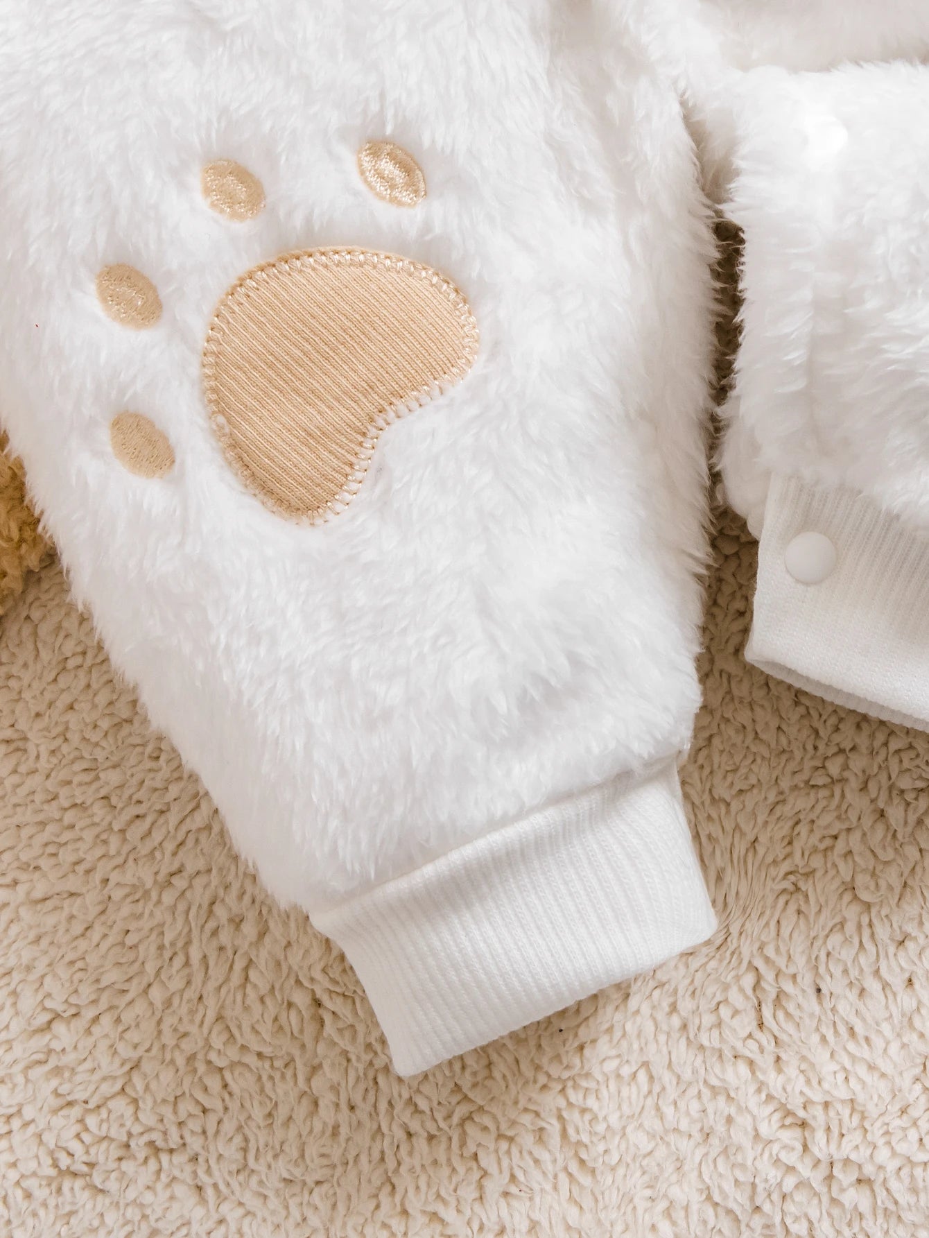Cozy Baby Bear Plush Hooded Jumpsuit | Adorable Outfit for Infants