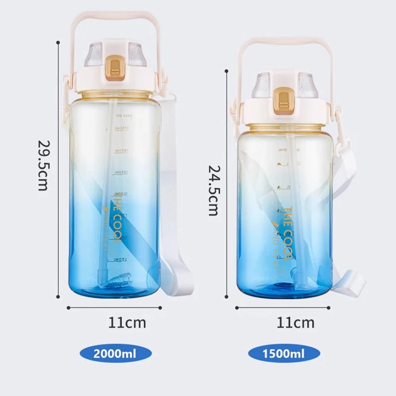 1.5/2 Liter Portable Water Bottle | BPA Free Sports Bottle with Straw
