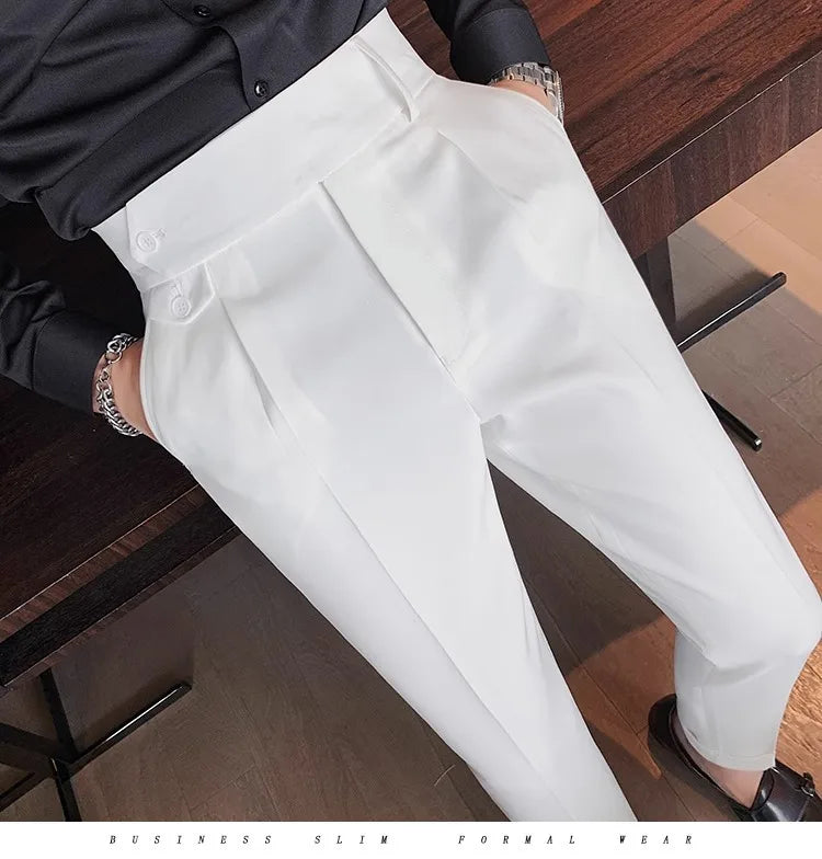 Men's High Waist Slim Fit Suit Pants | Smart Casual Fashion