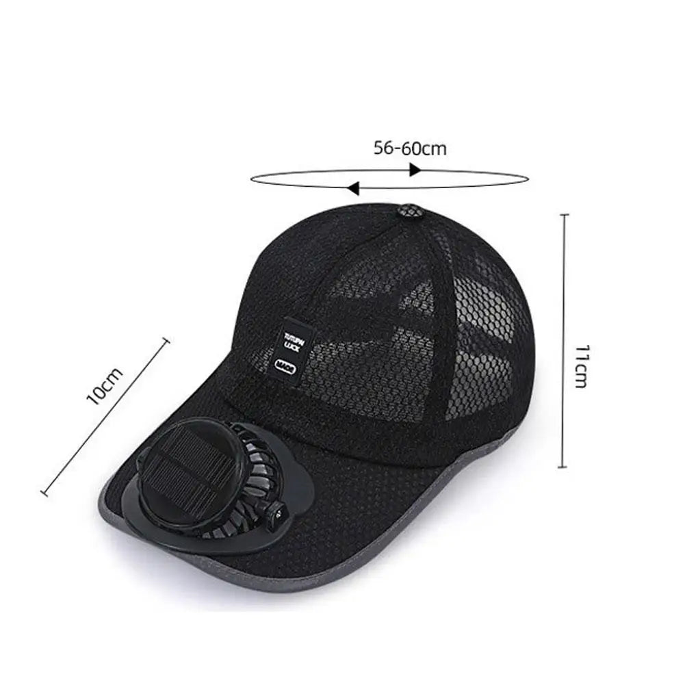 Breathable Summer Mesh Baseball Hat with Solar Fan & UV Protection