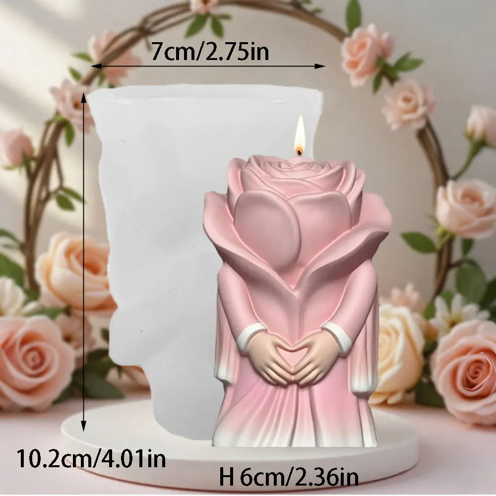 Elegant Rose Bride Groom Sculpture Candle Silicone Mold